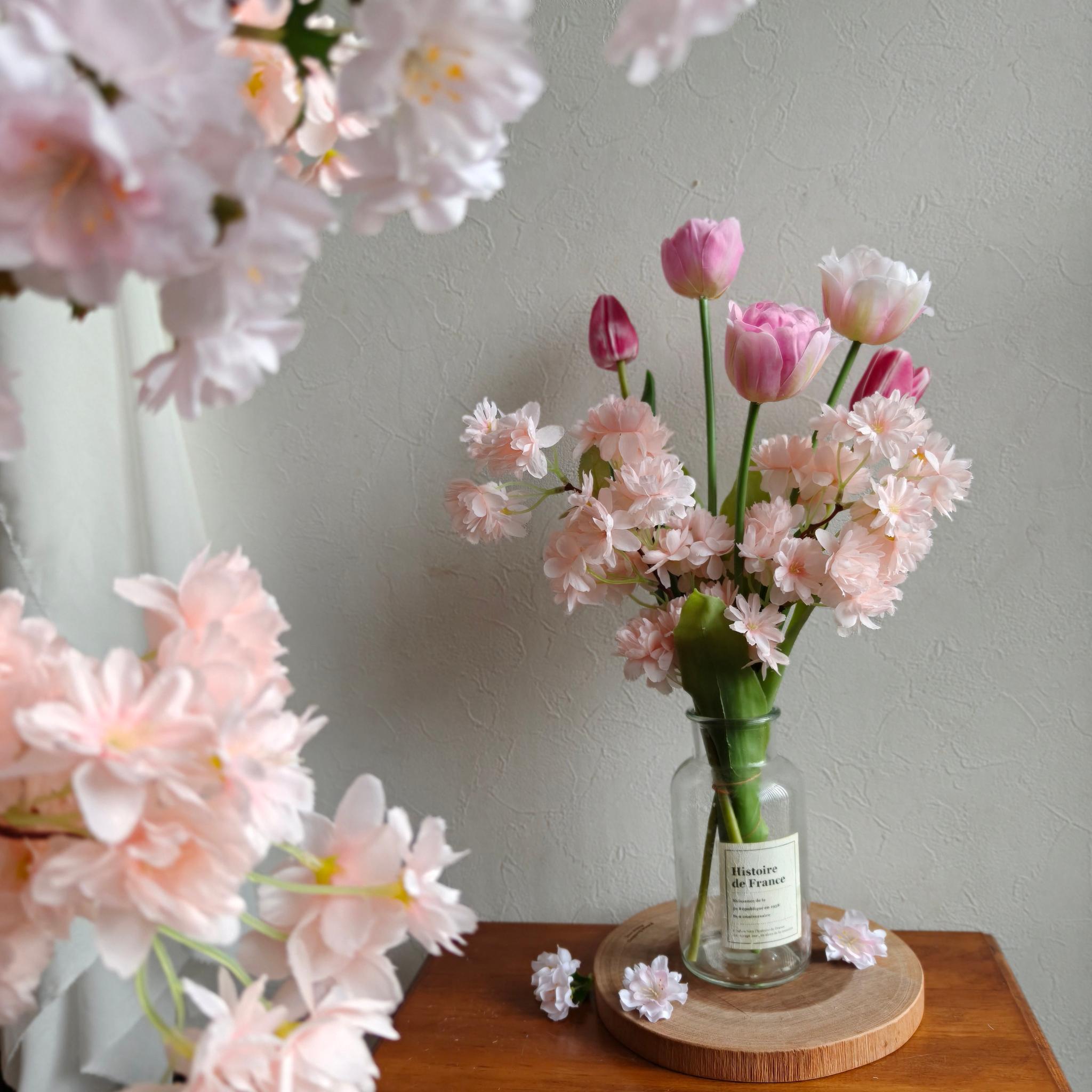 桜とチューリップのブーケ ひなまつり2026 インテリア お祝い花 入学祝い 母の日 店舗装飾 桜2026 新作2026 | 4枚目